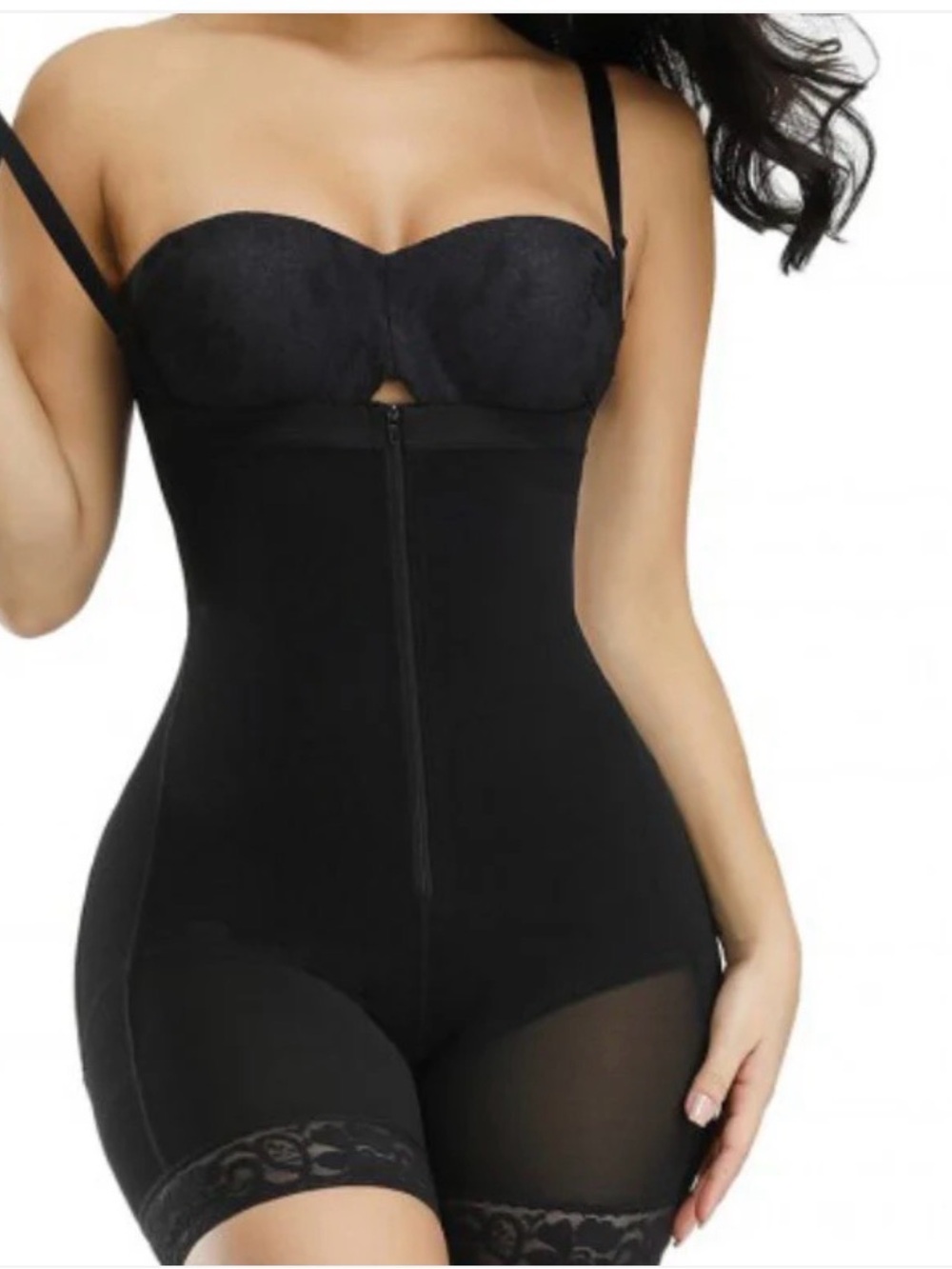 Seamless High-Waist Black Shapewear Bodysuit